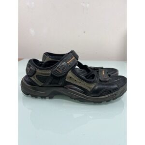 ECCO Receptor 43/9.5 Mens Black Leather Sport Hiking Sandals